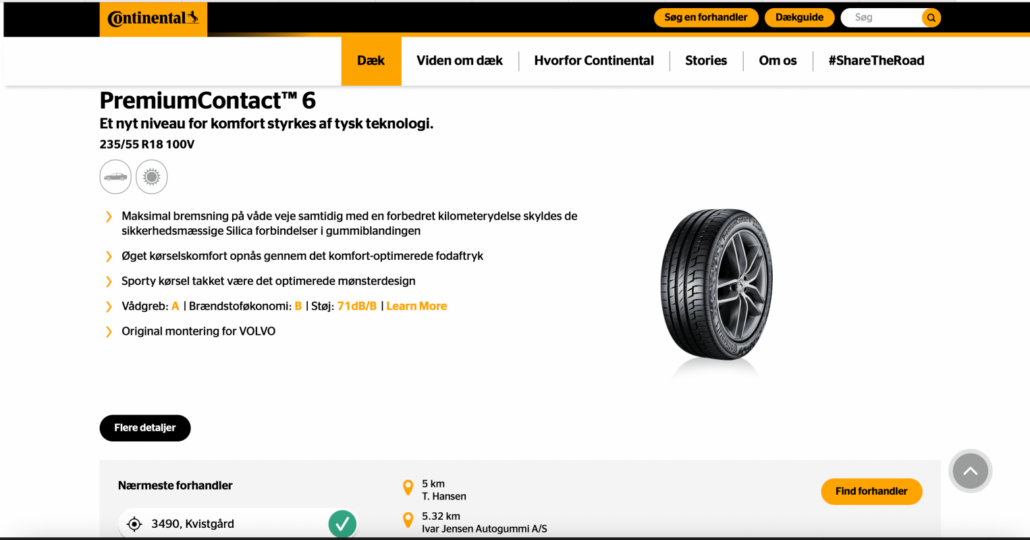 Billede af sommerdæk dæk fra Continental